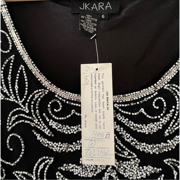 NEW J Kara Black Long Gown Sequin Beaded‎ Bodice Chiffon Formal Elegant Dress 6 - Picture 6 of 10